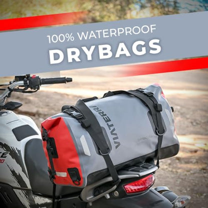 ViaTerra Waterproof Motorcycle Tail Bag 40L – Universal Fit Dry Bag for Rear Seat, No Rack Needed, Heavy Duty PVC Luggage for Touring, Camping & Adventure Riding - size: 40L