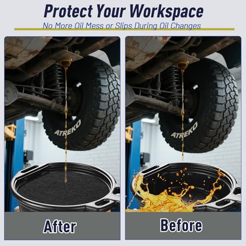 6 Pack 15'' Round Oil Drain Splash Pad, No Splatter Oil Splash Pad for Transmission Engine Changing, Oil Change Mat for Drain Pan, Heat-Resistant Cuttable Drip Pan Mat for Mechanic, DIY Automotive