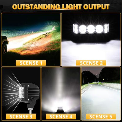 Auxbeam 5in 68W Offroad Driving Lights, 6800LM Side Shooter LED Light Bar with White Spot Flood Combo Beam, Waterproof Offroad Fog Light for UTV ATV Jeep Wrangler Motor Truck Boat - color: White Offroad Driving Lights