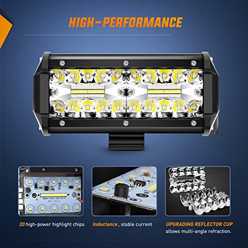Nilight LED Pods 4PCS 6.5 Inch 120W Light Bar Triple Rows Spot Flood Combo Driving Light Waterproof Led Work Light Off-road Truck Car ATV SUV Cabin Boat, 2 Years Warranty - color: 4Pcs Led Pods, size: Led Pods