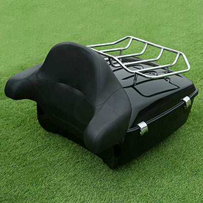 SLMOTO King Tour Trunk Backrest King Tour Trunk w/Luggage Rack Backrest Fit For 2014-2025 Harley Touring Models Road King Road Glide Street Glide Electra Glide Ultra-Classic Gloss Black - color: AStyle #12