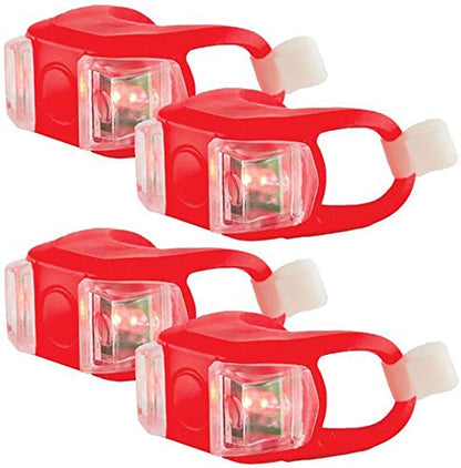 Bright Eyes Silicone Bike Tail Light Rear Safety LED Lights (Red) - color: Red Four-Pack