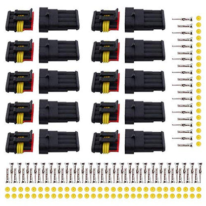 MUYI 10 Kit 4 Pin Way Waterproof Electrical Connector 1.5mm Series Terminals Water Resistend - style: 4pin connector(10 sets)