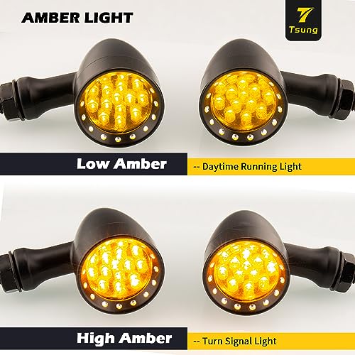 TSUNG Bullet LED Turn Signal Light Motorcycle Front Rear Indicator Small Blinker Universal for Cruiser Chopper Bobber Cafe Racer Street Bike (B-Black-Amber) - color: B-Black-Amber