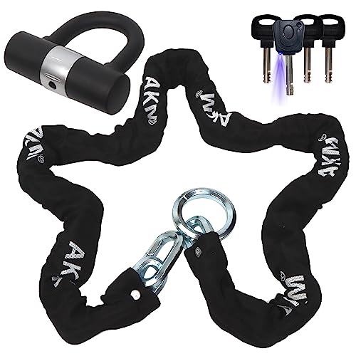 AKM Anti-Theft Motorcycle Chain Lock 180cm/6ft Heavy Duty Bike Chain Lock Durable 12mm Thick Security Bicycle Chain Lock with 4Keys 16mm U Lock Disc Lock for Motorcycles,Containers,Trailers,ATV - size: 6ft/180cm x 12mm Diameter Chain with Lock