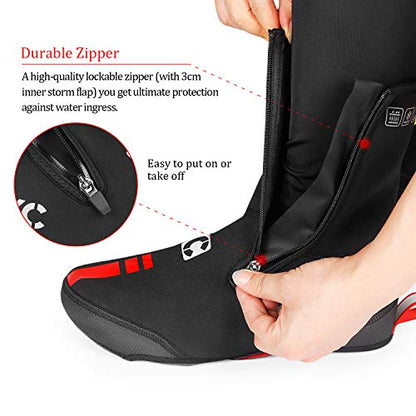 CXWXC Cycling Shoe Covers Neoprene Waterproof,Winter Thermal Warm Full Bicycle Overshoes for Men Women,Road Mountain Bike Booties - size: Medium, style: Road Shoe Covers