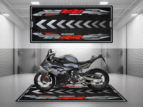 MPM Motorcycle Mat for S1000 RR Washable Non-Slip Oil & Water Resistant Parking Pitmat for Garage, Showroom, Workshop Use | 2025 Sport - Size 1: 86.6 x 39.4/220 x 100 cm - color: 2025 Sport, size: 3'3" x 7'3"