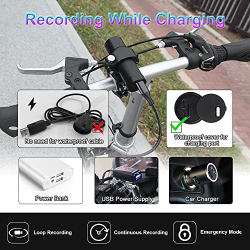 VSYSTO Bike Camera, WiFi 2K Bicycle Cam with Temperature Display Taillight, 170° Wide Angle Night Vision SONYIMX335 Lens Waterproof Motorcycle Helmet Dash Cam (2K Camera with Temperature Sensor) - style: 2K Camera with temperature sensor