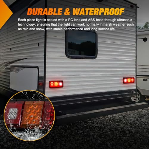 Nilight LED Triple Tail Light 2PCS Rectangle Red Amber Stop Brake Turn Signals White Reverse Back Up Lights Surface Mount Waterproof Trailer Camper Van RV Caravan Taillights - color: Red Amber White Triple Tail Light 36LED 2PCS