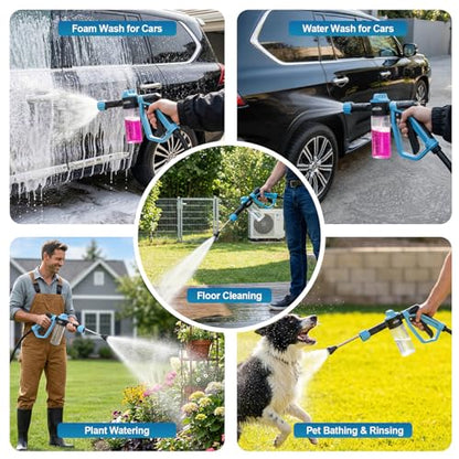 Car Wash Foam Gun for Garden Hose, Foam Cannon Kit with Microfiber Wash Mitt, Extra Nozzle, 3 Spray Modes & 50% Higher Water Pressure, Hose Foam Blaster for Cars, Trucks, RVs, Motorcycles - color: Blue