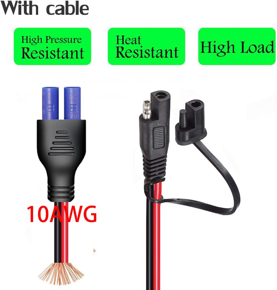 10AWG SAE to EC5 Connector Extension Cable,with 15A Protection Fuse for Safety,SAE Plug EC5 Adapter Charger Solar Panel Cable for Solar Generator Portable Power Station(2FT) - size: 10AWG SAE to EC5 - 2FT