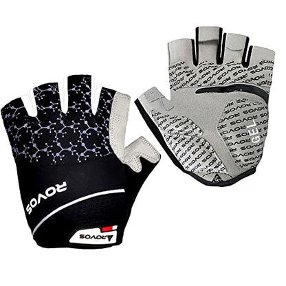 Men & Women Cycling Gloves - 5mm Padded Half Finger Breathable Mountain & Road Biking Gloves - color: Black-b, size: Small