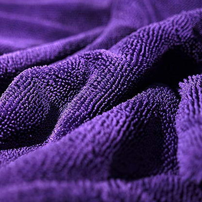 Maxshine 24" x 36" Universal Purple Duo Twisted Microfiber Towel (1200GSM) – Large, Plush, Rinse-Free Double-Sided Drying Towel – Super Absorbent Microfiber for Drying - size: 24" x 36" Purple