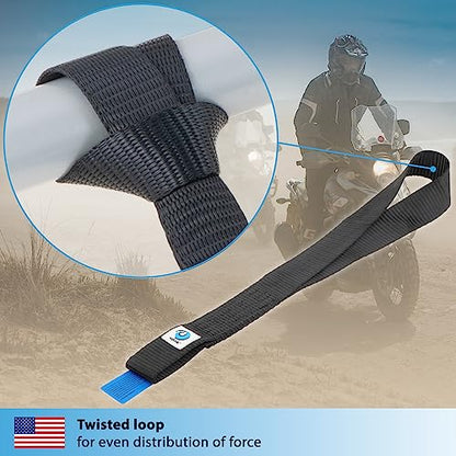 valonic Condor - Soft Loop tie Down Straps Heavy Duty - 4 Pack, 7716lbs, 1.4" x 18", Double Stitched, Black - for Motorcycle Handlebar - size: 1.5 FT - 7700 lbs