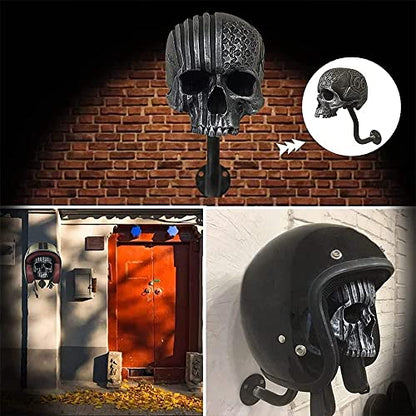 Personalized Cool Wall Mount Motorcycle Skull Helmet Holder, Skull with Beard-Helmet Rack,Removable Resin Crafts Motorcycle Helmet, Hanger for Coats, Bike,Baseballs and Rugby Helmet Caps, - color: B