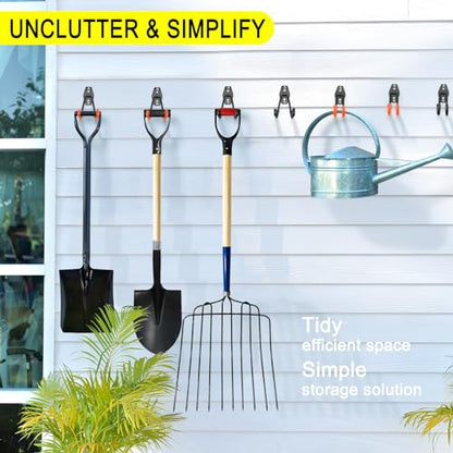 2 Pack Heavy Duty Garage Hooks Storage Organizer Wall Mount Power and Garden Tool Hangers, for Hanging Ladders, Ropes, Hose, Bulk Items - color: Black 2 pack