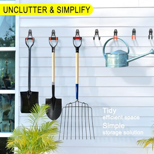 8 Pack Heavy Duty Garage Hooks Storage Organizer Wall Mount Power and Garden Tool Hangers, for Hanging Ladders, Ropes, Hose, Bulk Items - color: Black 8 pack