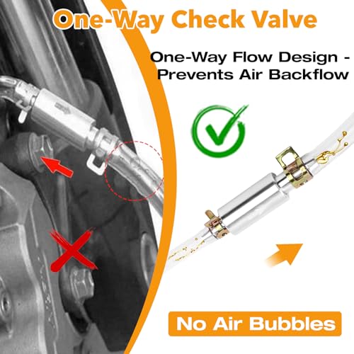 4-Pack Brake Bleeder Hose, Universal One-Way Valve Brake Bleeder Hose Kit – 6MM Air-Free Hydraulic Fluid Bleeding Tool for Hydraulic System Bleeding for Car Motorcyle Clutch
