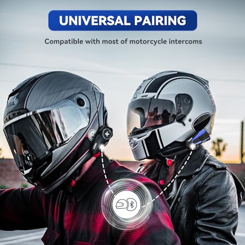 LEXIN G2P Motorcycle Helmet Bluetooth Headset, Group Intercom Communication Systems, FM Radio/ 6 Shells/Universal Pairing/Private Talk/Noise Cancellation, Fit for Snowmobile/ATV, 2 Pack - style: G2P Dual Pack