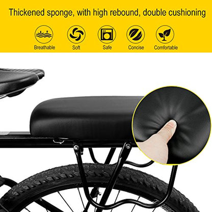 TOPCABIN Bicycle Manned Cushion Mountain Bike Back Shelf Seat Cushion Manned Comfortable Saddle Children Back Seat - color: Black