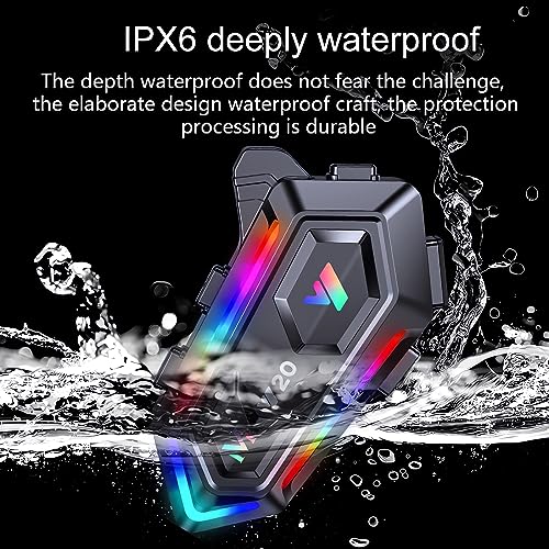 FEYA Motorcycle Helmet Speakers High Battery Life Helmet Headphone IPX6 Automatic Answer/Call Music Control/Intelligent Noise/Wake up Siri, 2 Different Types of Mic - Compatible with All Helmets - Y20 - style: Y20