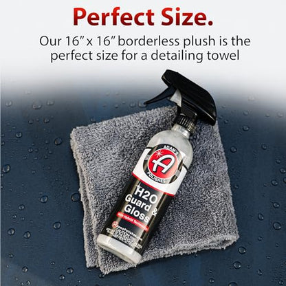 Adam's Borderless Grey Microfiber Towel (6pk) - Premium Ultra Soft Car Detailng Towel Cloths, 480gsm - Safe for Car Wash, Home Cleaning & Pet Drying Cloths (16 Inch x 16 Inch) - size: Pack of 6