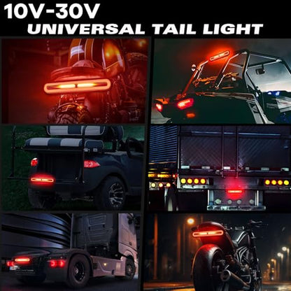 Alopee 9" Universal Motorcycle Tail Light with Turn Signals 10V-30V 3-in-1 Waterproof Motorcycle Brake Light Used for Chopper, Truck, ATV, UTV, ADV, Pick-up and Golf Cart (with 1 Wrench) - size: 9 Inch-Tail Light