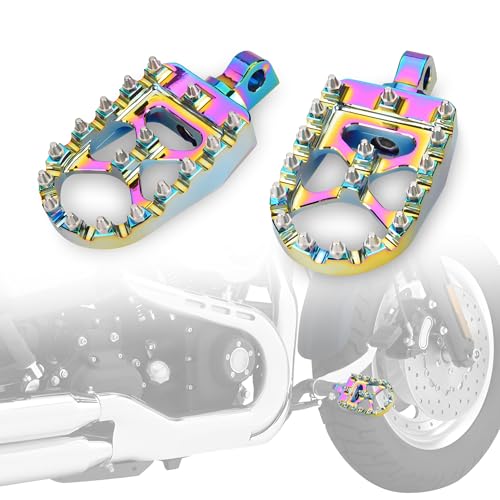 Goldfire Footpeg Offroad Motorcycle Pegs 1 Pair CNC Wide Foot Pegs 360° Roating Foot Pedals MX Chopper Bobber Style Foot Rests Fits for HD Dyna Sportster Fatboy Iron 883 (Jet Fuel) - color: Jet Fuel Motorcycle Foot Pegs