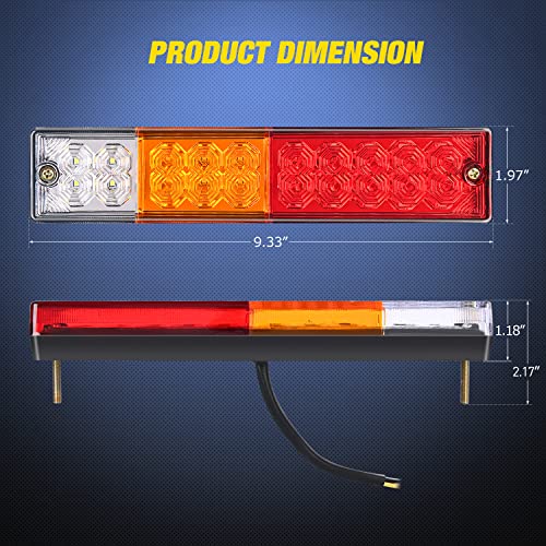Nilight Trailer Tail Light Bar 2PCS 20LED Brake Running Turn Signals Reverse lights IP65 Waterproof for 10-30V Truck Trailers Caravan Van RV UTV Camper Boat - color: 2Pcs 20LED Trailer Tail Light