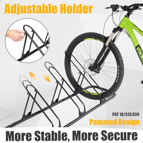 CyclingDeal Bicycle Floor Parking Rack Stand - for Mountain MTB Road Bike - Indoor Home Garage Storage - Adjustable 4 Bikes - size: 4 Bikes, style: Adjustable