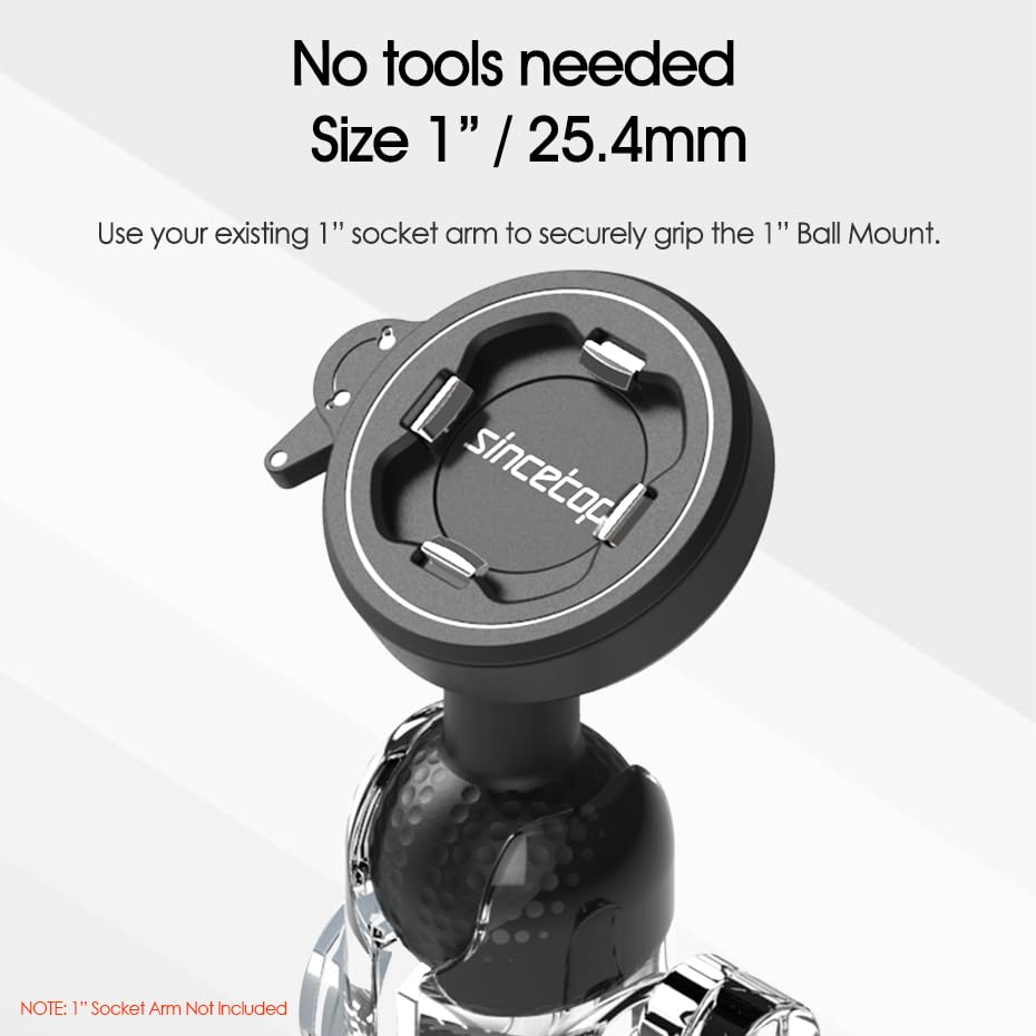 sincetop Universal 1” Ball Motorcycle Phone Mount,Quick Release Motor Bike Smartphone Holder 【Series C - 2nd Gen】 Double Socket Arm not Included - size: 【Gen2】Mount