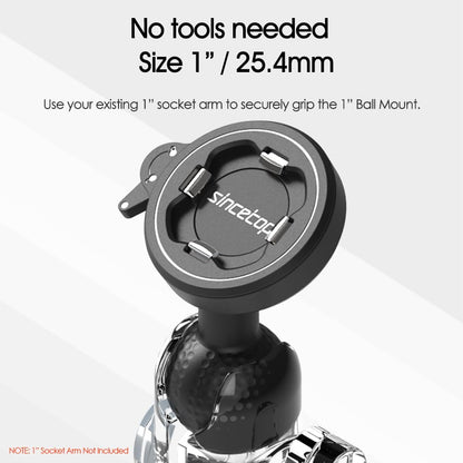 sincetop Universal 1” Ball Motorcycle Phone Mount,Quick Release Motor Bike Smartphone Holder 【Series C - 2nd Gen】 Double Socket Arm not Included - size: 【Gen2】Mount