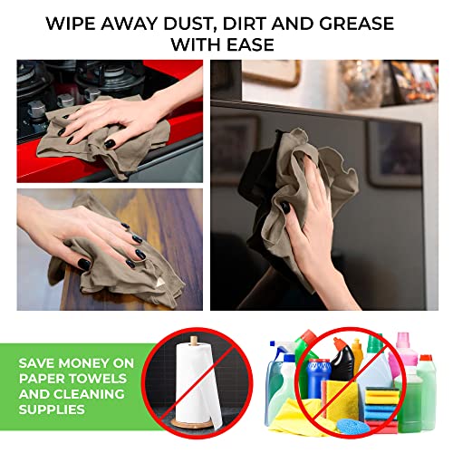 TiLO Microfiber Cleaning Cloth – 19 x 13-inch Microfiber Cleaning Cloths – Ultra-Absorbent and Reusable – Soft Polishing Cloth for Dust, Grease, Dirt – Non-Abrasive – Beige - color: Beige