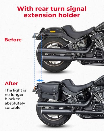 KEMIMOTO Motorcycle Saddlebags with/Turn signal Moving Backwards 24L Saddle Bags Motorcycle PU Leather Luggage Bags Compatible with Softail Sportster Dyna Models