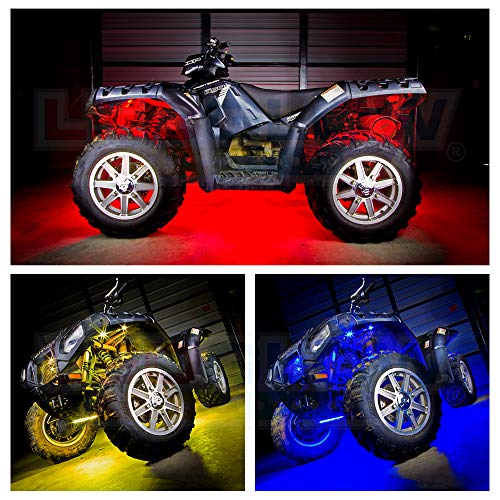 LEDGlow 6pc Advanced Million Color LED ATV UTV Quad 4x4 Accent Underlow Light Kit - 15 Solid Colors - 6 Patterns - Multi-Color Flexible Strips - Includes Waterproof Control Box & 2 Wireless Remotes