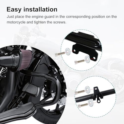 Road Glide Chopped Engine Guard Motorcycle Front Highway Protector Crash Bar Fairing Support Bracket for Harley 2015-2023 FLTRX FLTRXS FLTRXST CVO FLTRXSE Gloss Black