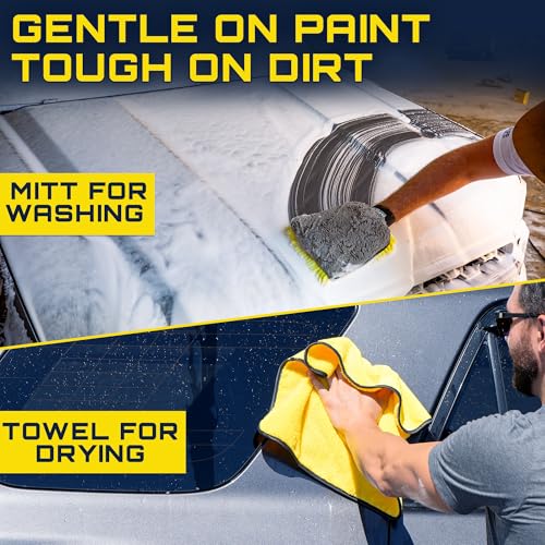Clean Car USA Foam King™ Car Wash Foam Gun & Microfiber Mitt, Garden Hose Attachment for Scratch-Free Cleaning, Snow Foam Cannon Soap Sprayer, Auto Detailing Kit for Cars, Trucks & More - color: Foam Gun, Mitt, Towel