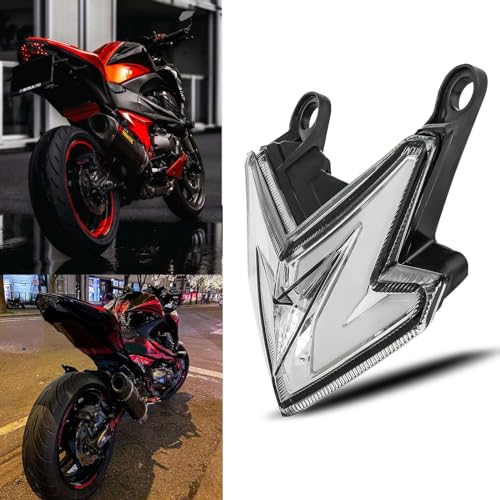 JMTBNO Motorcycle Tail Light with LED Turn Signal Blinker Integrated Taillights Compatible with Kawasaki ZX6R ZX-6R 2013-2018 Z125 Pro 2017-2024 Z800 2013-2017 - color: Smoke-Z125