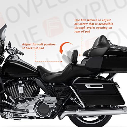 FOVPLUE Adjustable Rider Backrest,Detachable Plug-in Driver Backrest Pad w/Mounting Kit for Harley Touring 2009-2025,for CVO Road Glide Street Glide Tri Glide FLHTK/L Electra Glide Road King,Style 4 - color: Black Custom Style