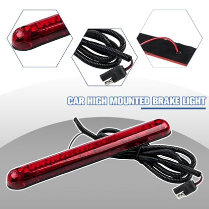 Car Third Brake Light Strip, 24 LED DC12V High Mount Waterproof Vehicle Brake Tailgate Lamp Strip Bar, Automotive Rear Warning Signal Stop Light, Universal for Sedan RV Truck