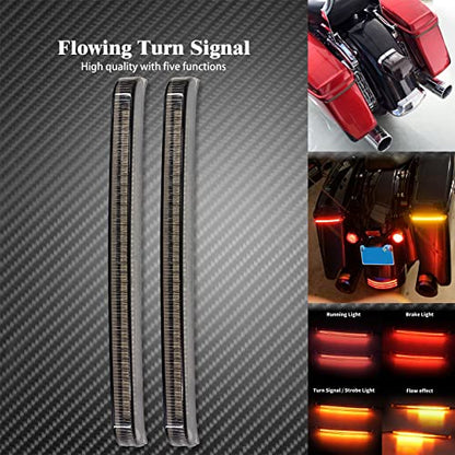 Motorcycle LED Saddlebag Tail Light Running Brake Sequential Turn Signal Lamp Fit for Harley Touring Street Gilde Road King Road Gilde Electra Glide Ultra Limited 2014-2023 Smoked Lens - color: Smoked Lens