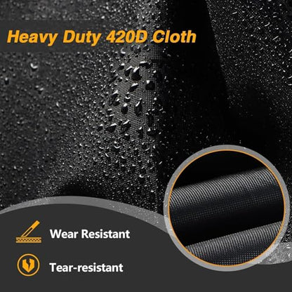 EVRBUL Motorcycle Cover Heavy Duty 420D Outdoor All Seasons Motorbike Sun Cover Protection Compatible with Harley Davidson Road Glide Custom Street Glide Low Rider and up to 98’’ Most Motorcycle - size: 98’’-Side box