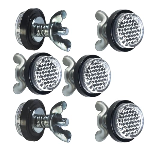 White Reflectors Motorcycle License Plate Bolts and Nuts Mini Decorative M5 Screw Tag Bolt Round Reflective for Bike(6 Pieces) (White) - color: White