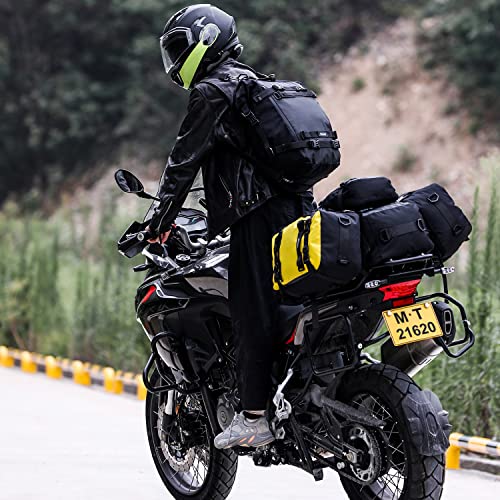Rhinowalk Motorcycle Bag, 20L Black, Multifunctional Rear Rack Trunk Seat Bag, Motorbike Saddle Bag, Compatible with Motorcycle - size: 20L