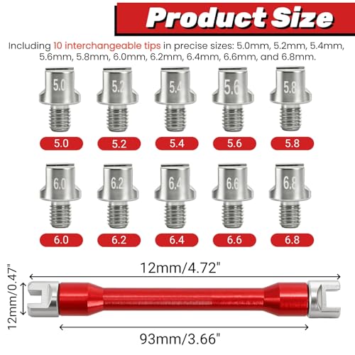 Motorcycle Spoke Wrench, 5.0-6.8 mm Universal Dirt Bike Wheel Rim Spoke Wrench, Heavy Duty Wheel Spanner Kit Repair Tool Set for Most Motorbike (10 Size Interchangeable Ends)