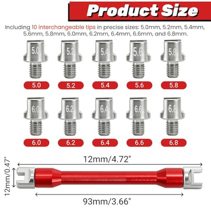 Motorcycle Spoke Wrench, 5.0-6.8 mm Universal Dirt Bike Wheel Rim Spoke Wrench, Heavy Duty Wheel Spanner Kit Repair Tool Set for Most Motorbike (10 Size Interchangeable Ends)