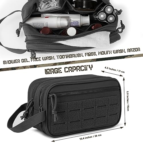 QT&QY Tactical Toiletry Bag For Men Hygiene Bag EDC Military Tool Molle Pouches Small Dopp Kit Mens Shaving Kit Travel shower Bags - color: 1 US Black