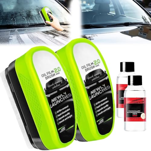 2 Set Clear Vision Windshield Cleaner,Clear Vision Glass Cleaner,Clearvision Glass Cleaner for Car,Pure Vision Glass Cleaner with Reusable Automotive Oil Film Improving Windshield Clarity & Visibility - color: 2pcs