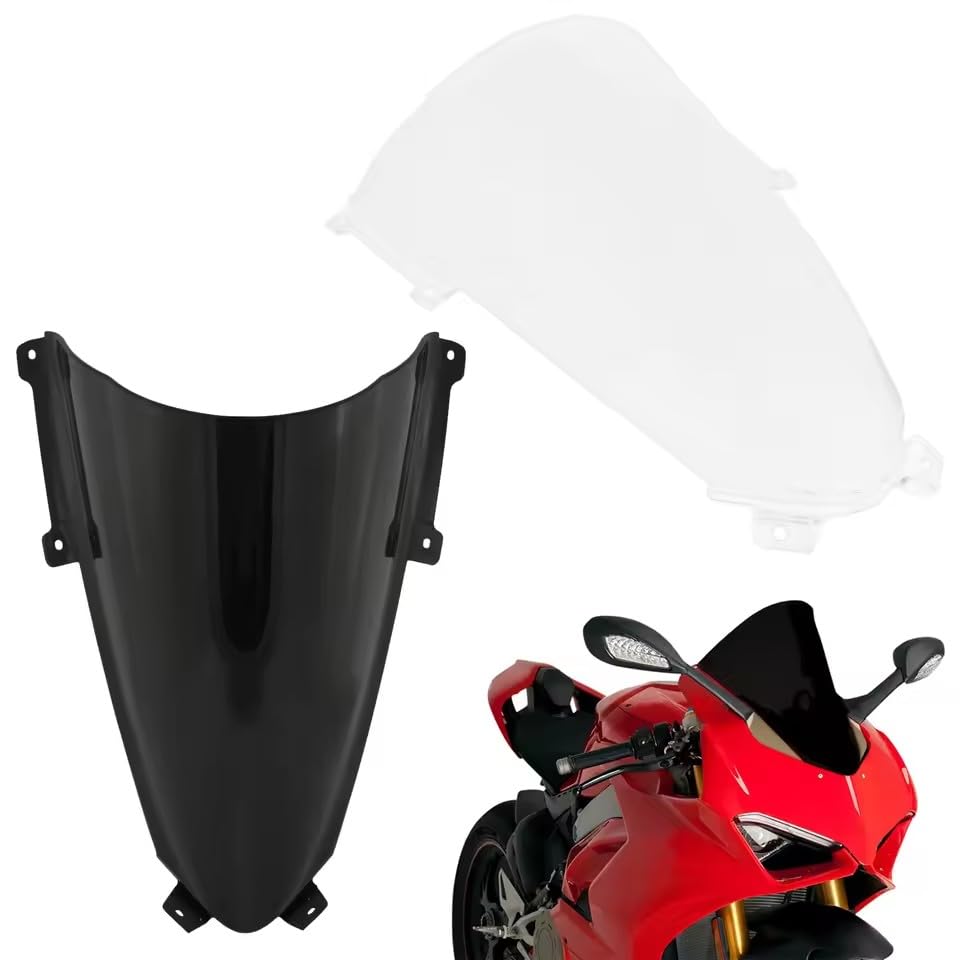 Motorcycle Windscreen Windshield Screen Shield Wind Deflector for Ducati Panigale V2 V4 R V4R V4S 2020 2021 2022 2023 (Transparent) - color: Transparent
