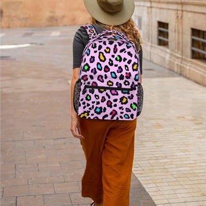 Backpack for Women Men, Cute Leopard Waterproof Backpack with Laptop Compartment, Lightweight Carry On Backpack for Travel, Work, Picnic - color: Cute Leopard